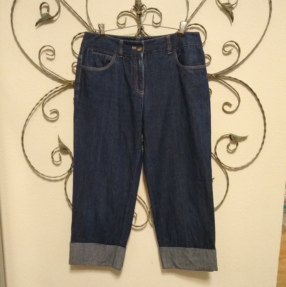 ANN TAYLOR cropped cuffed 100% cotton jeans, 6
